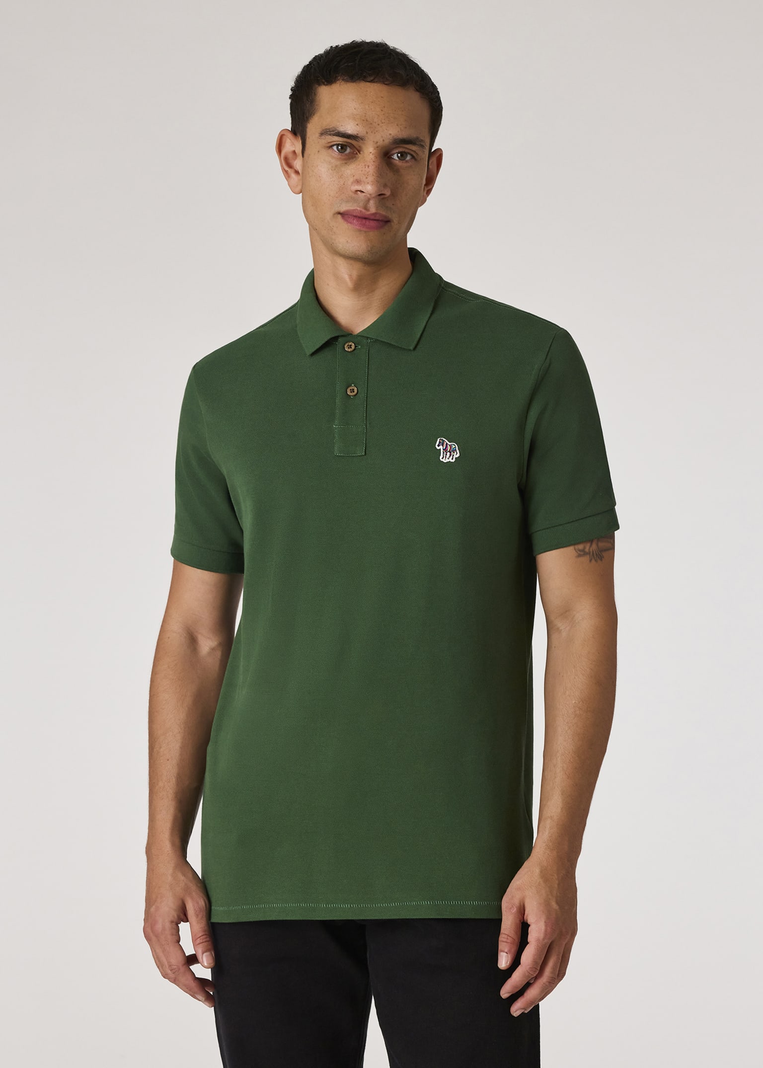 Men's Forest Green Organic Cotton Zebra Polo Shirt